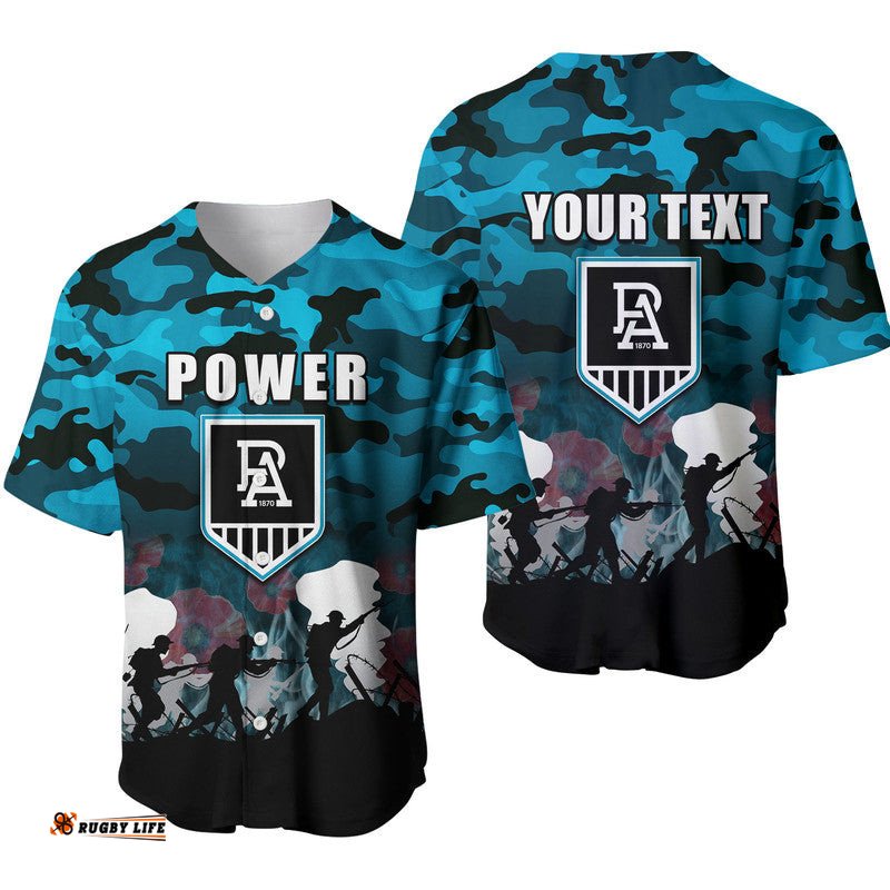 Custom Personalised AFL Anzac Day Baseball Jersey Shirt Power Army Style