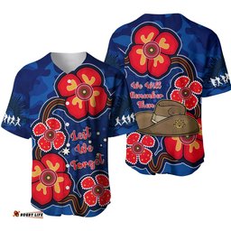 Australia ANZAC Baseball Jersey Shirt Lest We Forget Camouflage Mix Aboriginal Poppies And Slouch Hat Ver.01