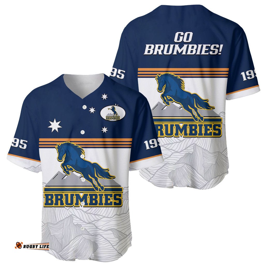 Brumbies Rugby 1995 Super Sporty Style Baseball Jersey Shirt