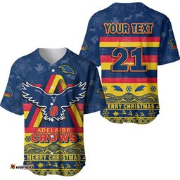 Custom Personalised And Number Adelaide Crows Unique Winter Season Baseball Jersey Shirt Adelaide Merry Christmas