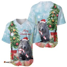 Australia Christmas Baseball Jersey Shirt Merry Wombat mas Watercolor Style