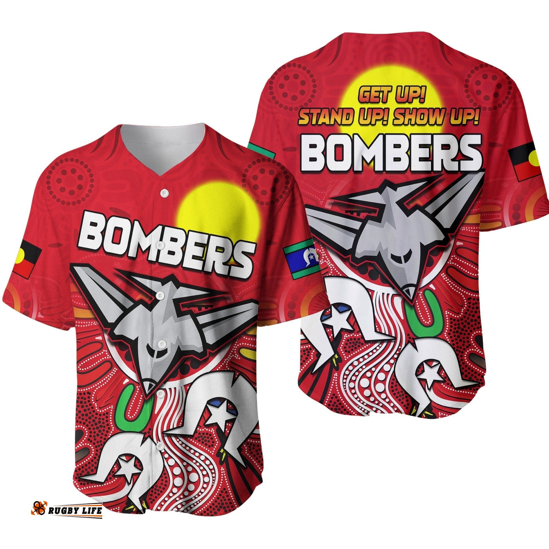 Bombers NAIDOC Week Baseball Jersey Shirt Essendon Football Aboriginal