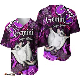 Australian Astrology Baseball Jersey Shirt Gemini Sugar Glider Zodiac Aboriginal Vibes Pink