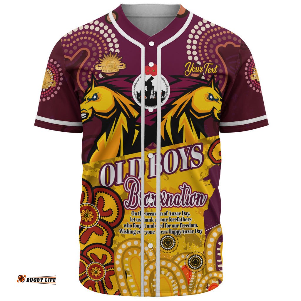 Australia Brisbane Anzac Day Custom Baseball Jersey Shirt Old Boys Bronxnation Shirt 09