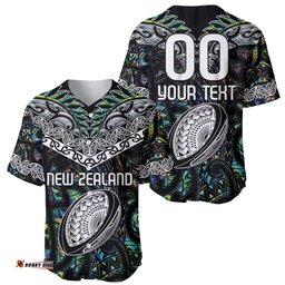 Custom New Zealand Baseball Jersey Shirt Maori Rugby Tattoo Papua Shell