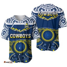 Cowboys Rugby Baseball Jersey Shirt Aboriginal Art Ver.01