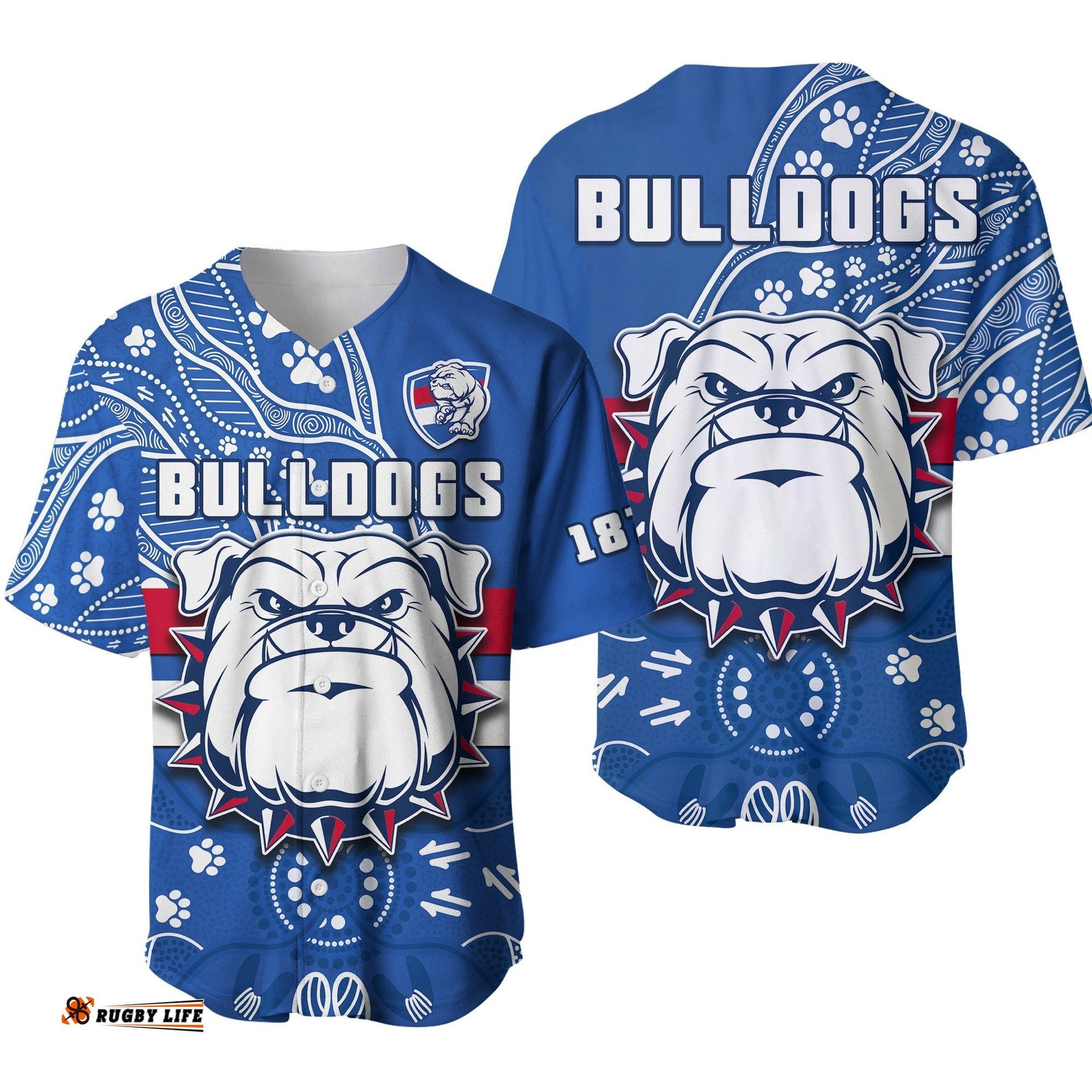 Bulldogs Football Baseball Jersey Shirt Scraggers 1877 Aboriginal Dot Painting Newest Version