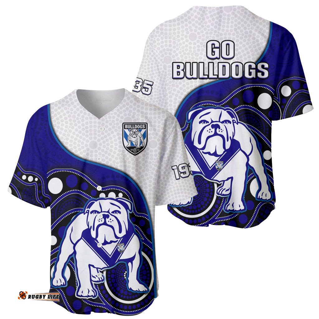 Bulldogs Rugby Baseball Jersey Shirt Go Doggies Indigenous Art 02
