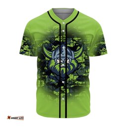 Canberra Raiders Baseball Jersey Shirt Camouflage Vintage NRL