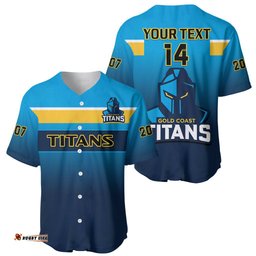 Personalised Titans Rugby Baseball Jersey Shirt Gold Coast 2007 Sporty Style