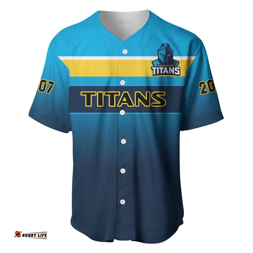 Personalised Titans Rugby Baseball Jersey Shirt Gold Coast 2007 Sporty Style