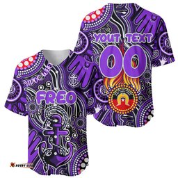 Personalised NAIDOC Week 2024 Fremantle Dockers Freo Baseball Jersey Shirt Australian Aboriginal Hand Painting