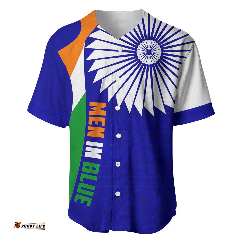 India Cricket Baseball Jersey Shirt Men in Blue World Cup Bharat Flag Style