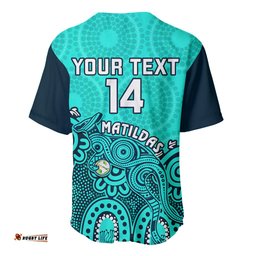 Personalised Australia Soccer Baseball Jersey Shirt Aboriginal Turquoise World Cup With Kangaroo