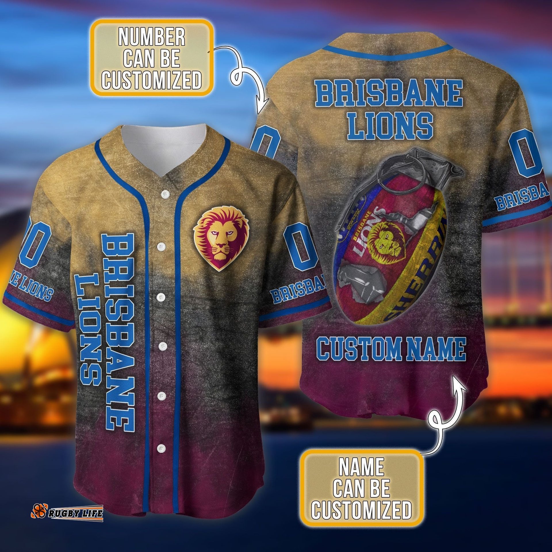 Brisbane Lions 3D Personalized Baseball Jersey Shirt