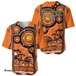 Perth Scorchers Cricket Baseball Jersey Shirt Happy Australia Day Aboriginal Art