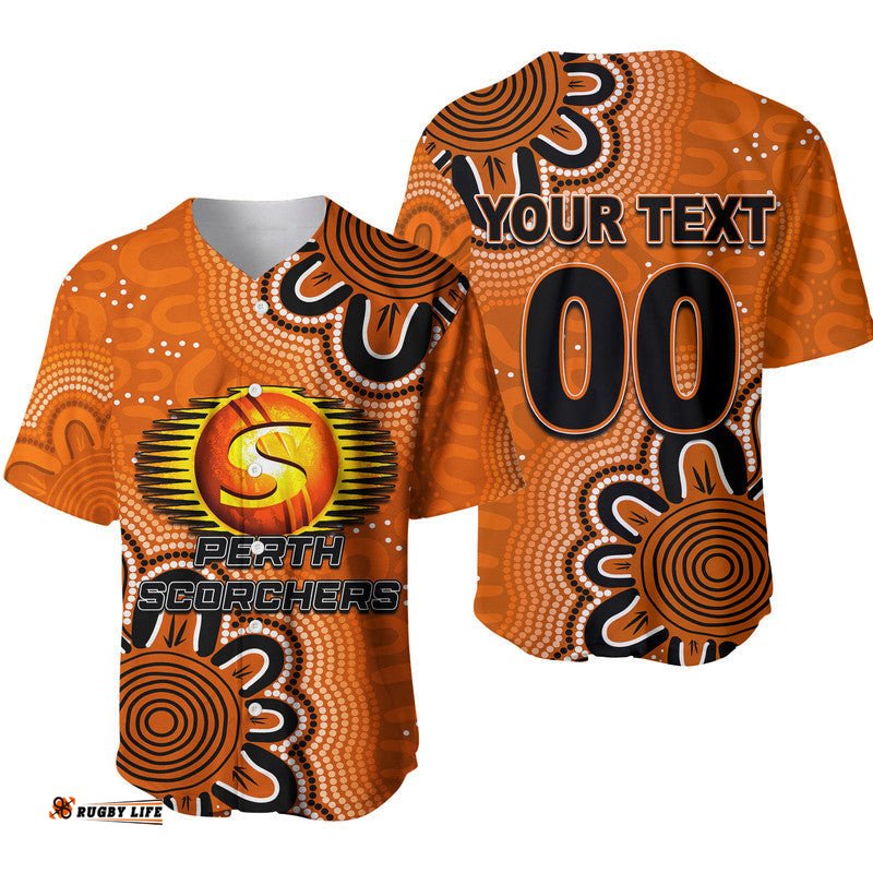 Custom Personalised And Number Scorchers Cricket Baseball Jersey Shirt Aboriginal Orange