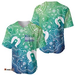 Australia Aboriginal Style Baseball Jersey Shirt World Ocean Day