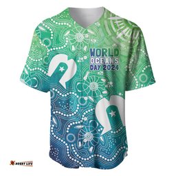 Australia Aboriginal Style Baseball Jersey Shirt World Ocean Day