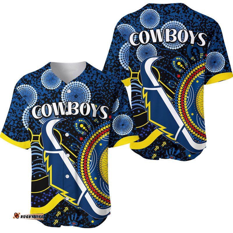 Cowboys Rugby Baseball Jersey Shirt Aboriginal Dots Version