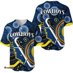 Cowboys Rugby Baseball Jersey Shirt Aboriginal Dots Version