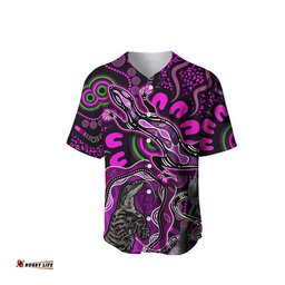 Custom Personalised Aboriginal Lizard Baseball Jersey Shirt Pink Color