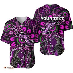 Custom Personalised Aboriginal Lizard Baseball Jersey Shirt Pink Color