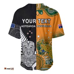 Custom Personalised Aussie and Aotearoa Rugby 7s Kangaroos Mix Tiki Fern Baseball Jersey Shirt