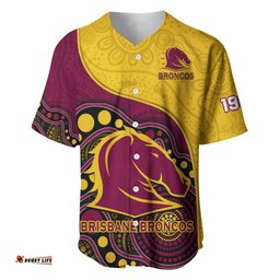 Broncos Rugby Baseball Jersey Shirt Brisbane 1987 Indigenous Art 01