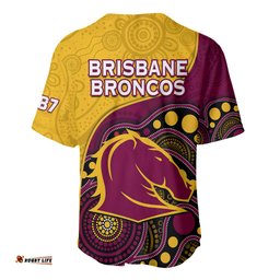 Broncos Rugby Baseball Jersey Shirt Brisbane 1987 Indigenous Art 01