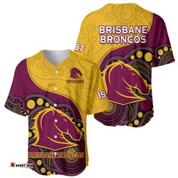 Broncos Rugby Baseball Jersey Shirt Brisbane 1987 Indigenous Art 01