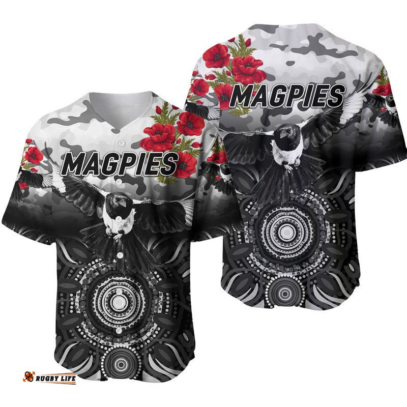Collingwood Magpies ANZAC Baseball Jersey Shirt Indigenous Vibes