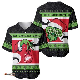 New Zealand Funny Christmas Baseball Jersey Shirt Maori Tiki