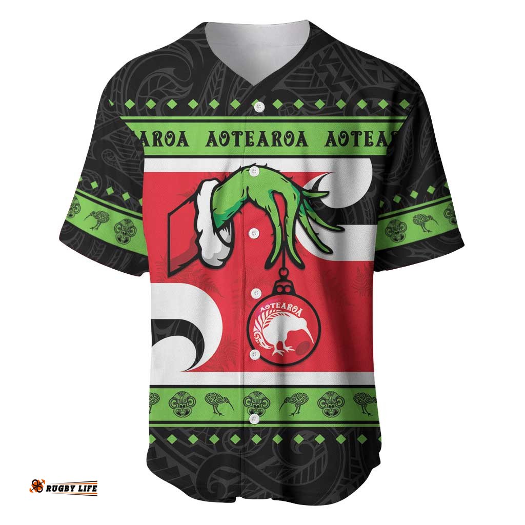 New Zealand Funny Christmas Baseball Jersey Shirt Maori Tiki