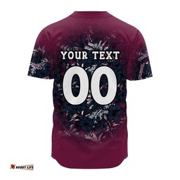 Manly Warringah Sea Eagles Baseball Jersey Shirt Polynesian Hibiscus Tropical Vintage NRL