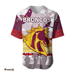 Broncos Anzac Day Baseball Jersey Shirt Aboriginal Lest We Forget Ver.02