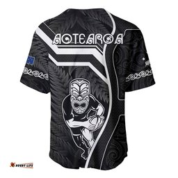 New Zealand Aotearoa Rugby Baseball Jersey Shirt Black Fern Maori Tribal Sporty Style