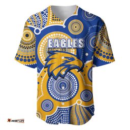 Custom Personalised And Number Eagles AFL Baseball Jersey Shirt Aboriginal Patterns 04