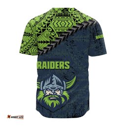 Canberra Raiders Baseball Jersey Shirt Grunge Polynesian Tattoo NRL