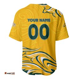 Personalised Australia Soccer Matildas Baseball Jersey Shirt Kangaroo Tornado Yellow