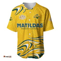 Personalised Australia Soccer Matildas Baseball Jersey Shirt Kangaroo Tornado Yellow