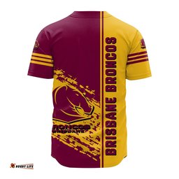 Brisbane Broncos Baseball Jersey Shirt Quarter Style NRL