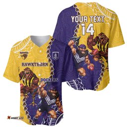Custom Dockers And Hawks Football Baseball Jersey Shirt Aboriginal Mix Polynesian Pattern
