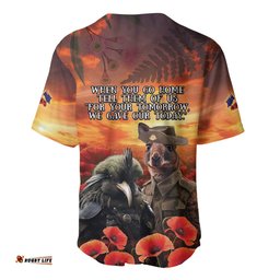 Kangaroo and Kiwi Soldier ANZAC Baseball Jersey Shirt The Last War Memorial