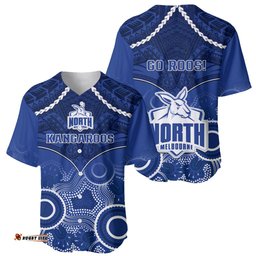 North Melbourne Football Baseball Jersey Shirt Kangaroos Aboriginal Mix Polynesian Pattern