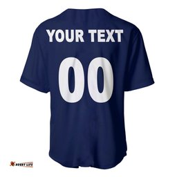 Custom Text And Number NRL Cowboys Baseball Jersey Shirt New Jersey Blue