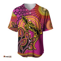 Custom Personalised Aboriginal Lizard Baseball Jersey Shirt Tree On The Hill Sunshine