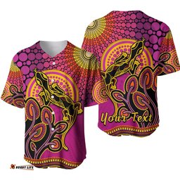 Custom Personalised Aboriginal Lizard Baseball Jersey Shirt Tree On The Hill Sunshine