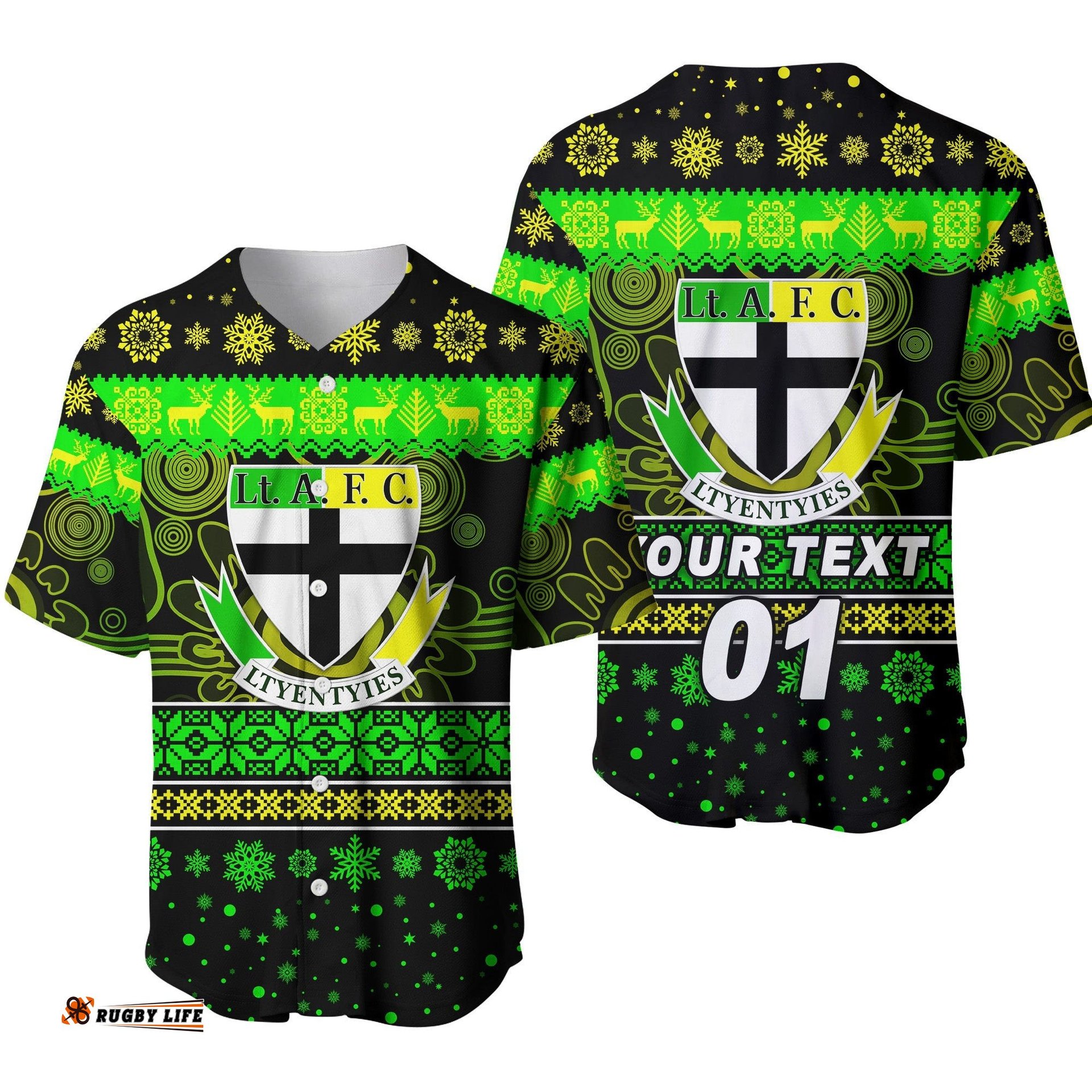 Custom Personalised Ltyentye Apurte LTYENTYIES Football Club Baseball Jersey Shirt Christmas Simple Style