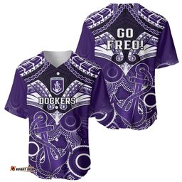 Dockers Football Baseball Jersey Shirt Fremantle Aboriginal Mix Polynesian Pattern